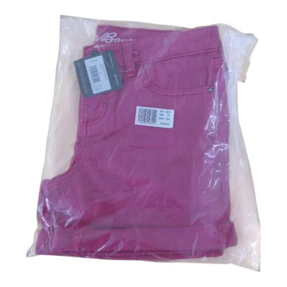 Eddie Bauer-Fuchsia Pink Shorts Flex Knit Denim Stretch Rolled- Size 12-NWT - Picture 3 of 7
